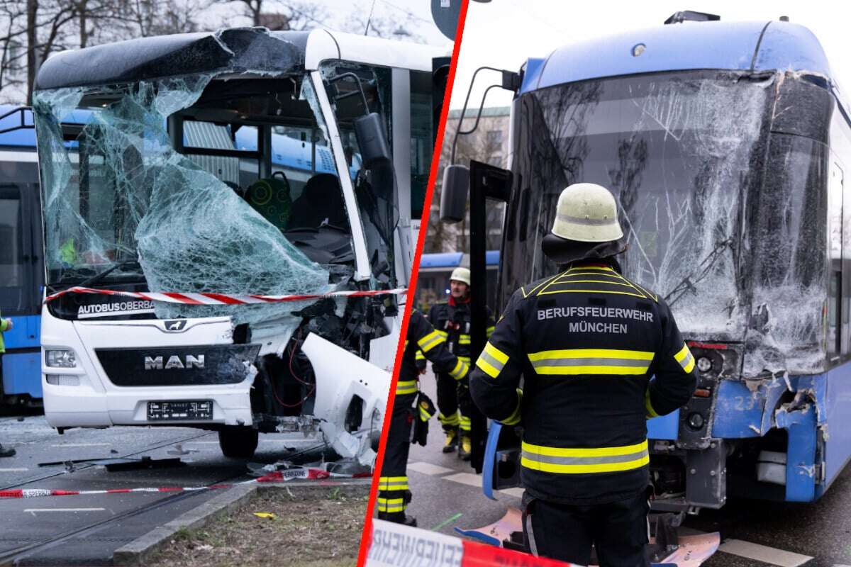 Heftiger Unfall in München: Bus kracht in Tram, elf Menschen verletzt, darunter neun Kinder