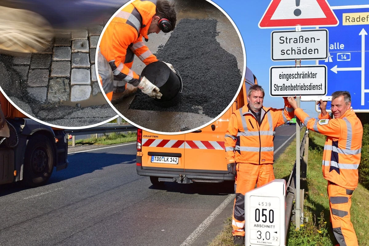 Weil Sachsens Staatsstraßen verfallen: Landrat protestiert mit Warnschild-Aktion