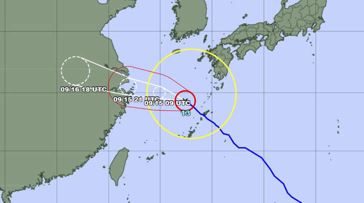 Bão Bebinca với sức gió 180km/giờ hướng về phía đông Trung Quốc