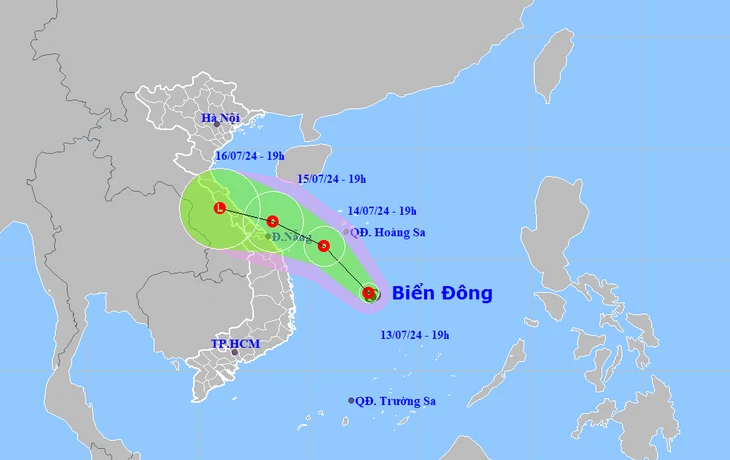 Áp thấp nhiệt đới hướng vào Đà Nẵng - Quảng Ngãi, cả nước mưa lớn từ đêm mai