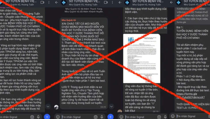 Cảnh báo giả mạo Bệnh viện Đại học Y Dược để lừa đảo tuyển dụng