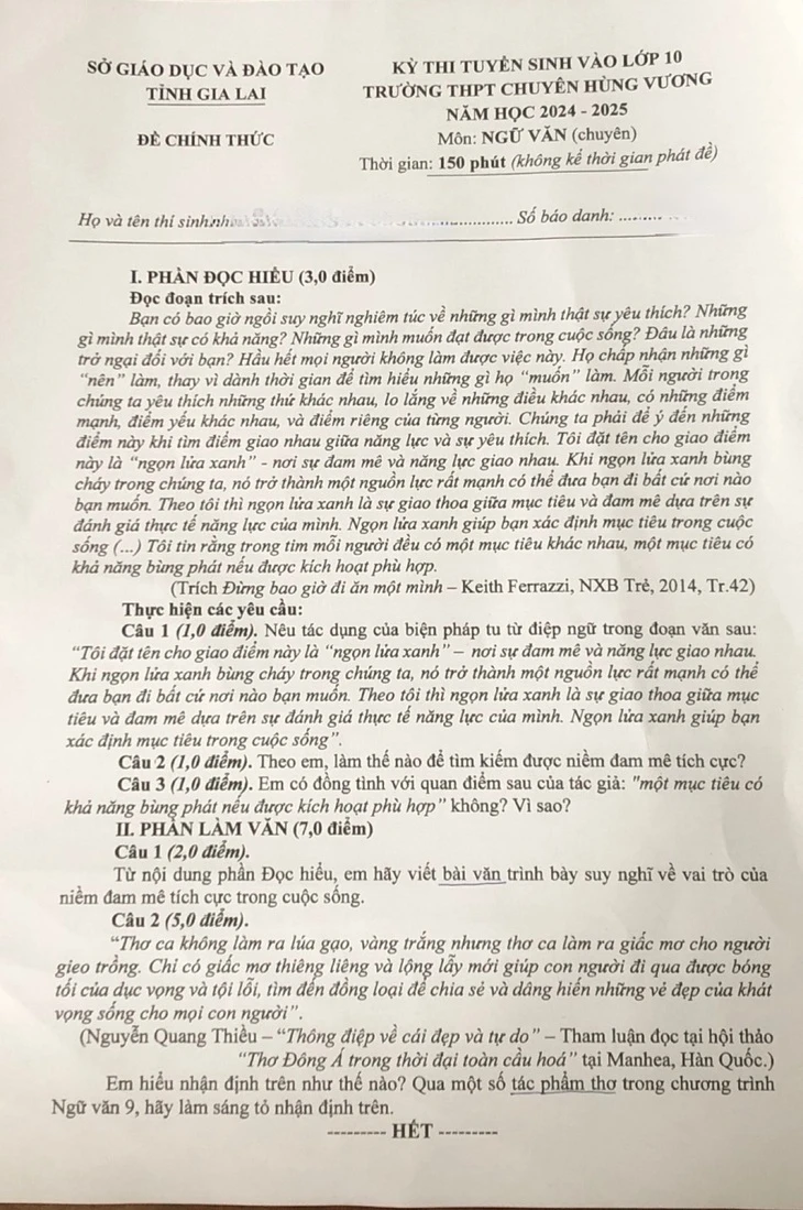 Giám đốc sở nói gì về đề thi văn trích dẫn sai 'lúa vàng, gạo trắng' thành 'lúa gạo, vàng trắng'?