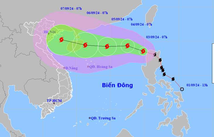 Yagi vào Biển Đông và trở thành cơn bão số 3, liên tục tăng cấp