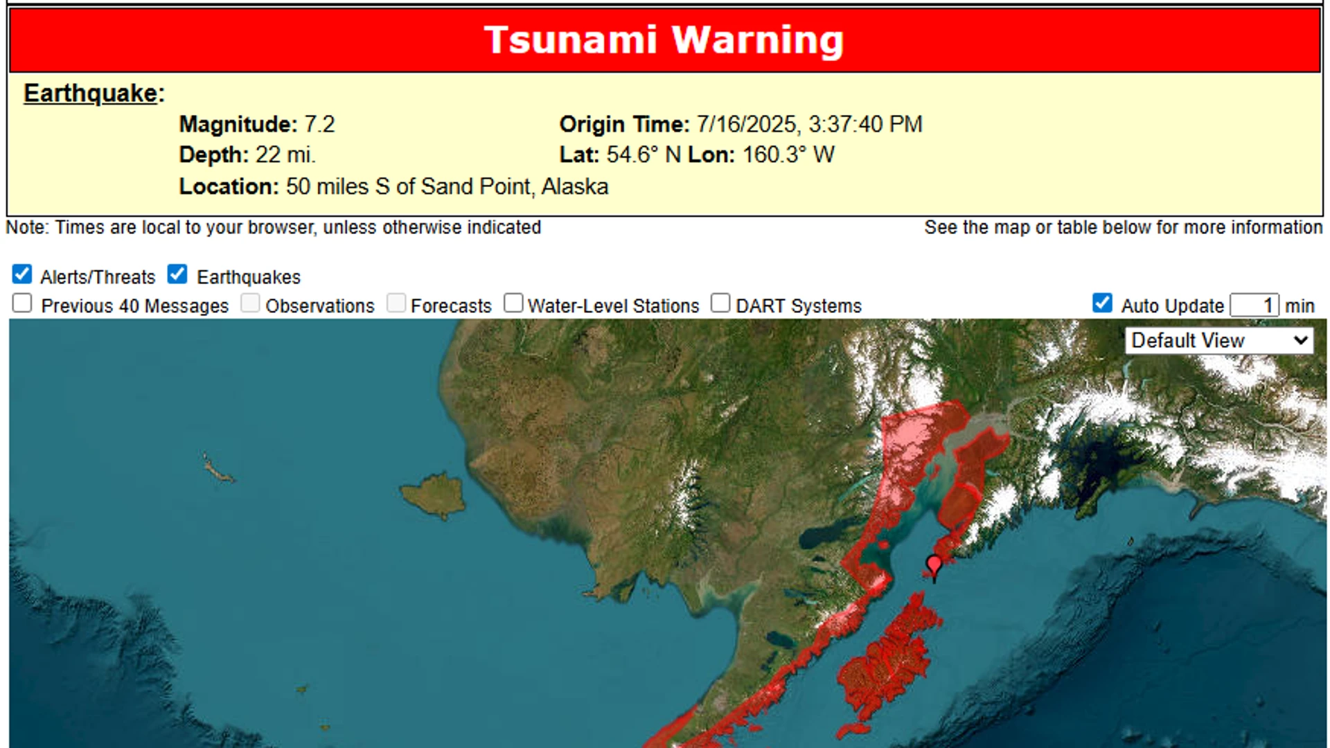 Alaska, terremoto di 7.1 di magnitudo e allerta tsunami