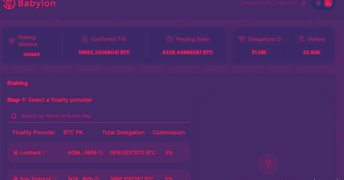 Bitcoin Protocol Babylon Pulls in $1.5B of Staking Deposits as Cap Lifted