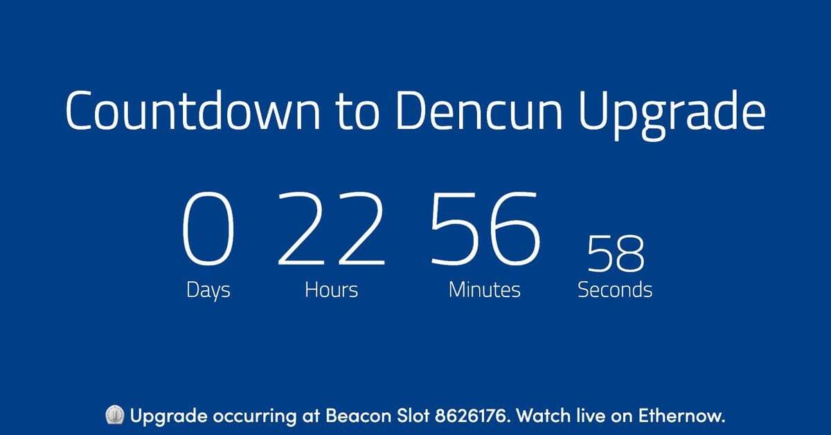 Ethereum Blockchain Counts Down to 'Dencun' Upgrade, Set to Reduce Fees