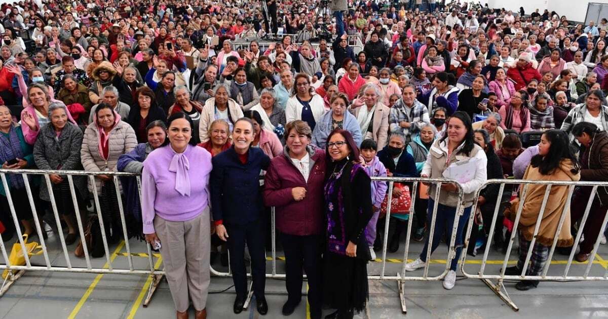 Claudia Sheinbaum y Delfina Gómez arrancan con la entrega de ‘Mujeres Bienestar’ y ‘Bienestar para Adultos Mayores’