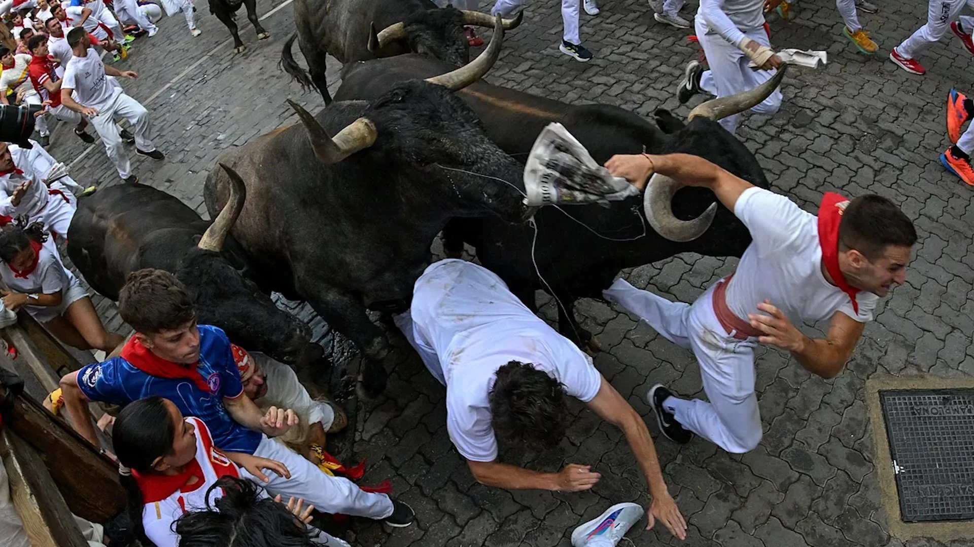 Último encierro de San Fermín | Las carreras del año ante los gigantescos toros de Miura