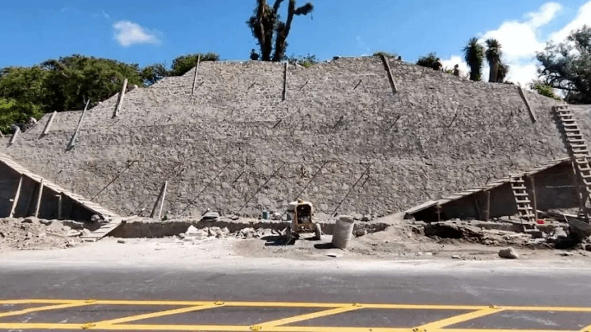 Ancient pyramid uncovered during highway construction