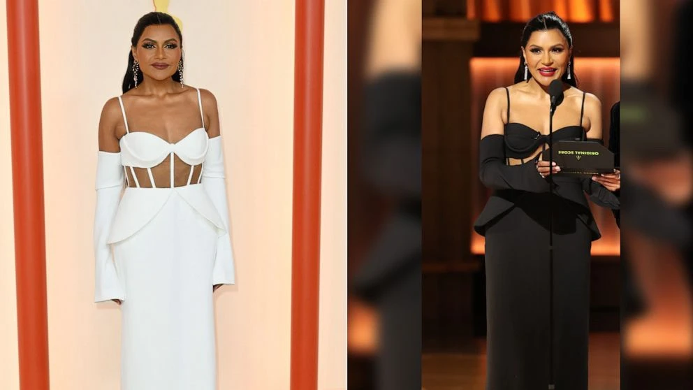 Angela Weiss/AFP via Getty Images and ABC ContributorMindy Kaling reveals significance of her Oscars dresses in contrasting colorsBoth of the dresses Kaling wore were designed by Vera Wang. March 13, 2023