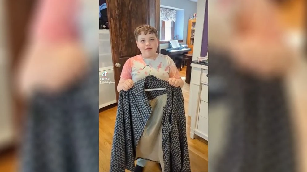 9-year-old goes viral for sewing shirt for dad