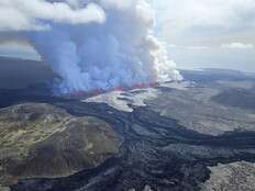 Volcano in Iceland starts erupting again, spewing lava into sky