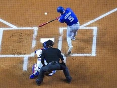 Daulton Varsho's booming bat rescues sleepy Blue Jays offence again in narrow win over Rangers