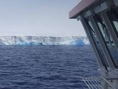 British research ship crosses paths with world’s largest iceberg as it drifts out of Antarctica