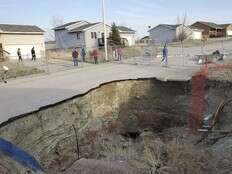 Giant sinkholes in South Dakota neighbourhood make families fear for their safety