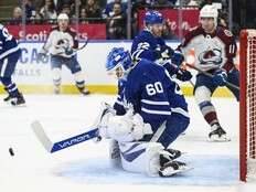 Joseph Woll stands tall as Maple Leafs edge Avalanche on bizarre goal