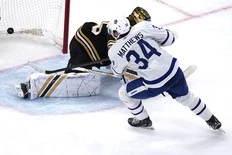 Auston Matthews turns it up with three-point night as Maple Leafs slay Bruins in Game 2
