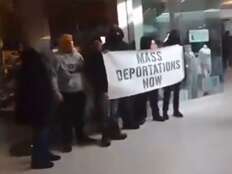 Video of masked 'deportation' protest at London mall goes viral