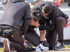 Plate umpire Nick Mahrley exits game between Rockies and Yankees after broken bat hits his neck