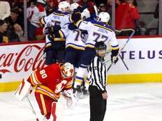 Three takeaways as Flames lose to Blues on controversial overtime goal