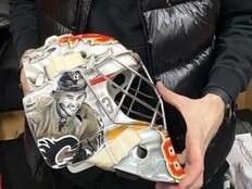 ‘Huge honour for me to wear it’: Flames goalies proud of Gaudreau tribute masks