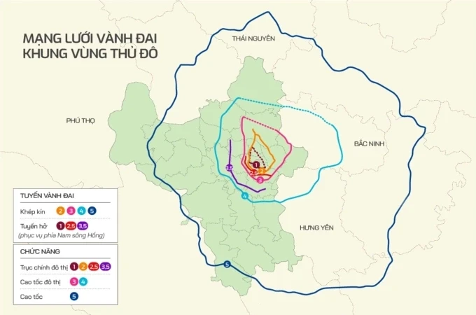 Hà Nội đề xuất vành đai 5 rộng 8 làn xe cao tốc