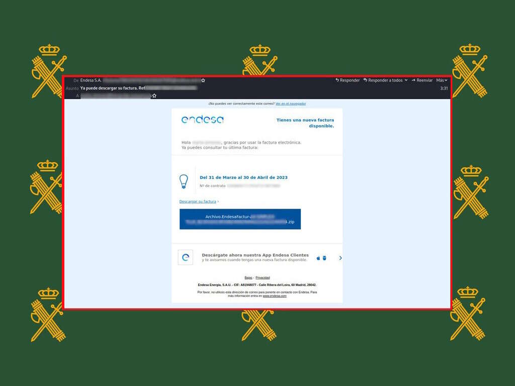 Si te llega este e-mail, ten mucho cuidado, porque hasta la Guardia Civil está alertando de los peligros que supone