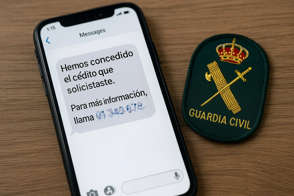 Un SMS te avisa de que te han concedido un crédito bancario. La Guardia Civil te advierte: 