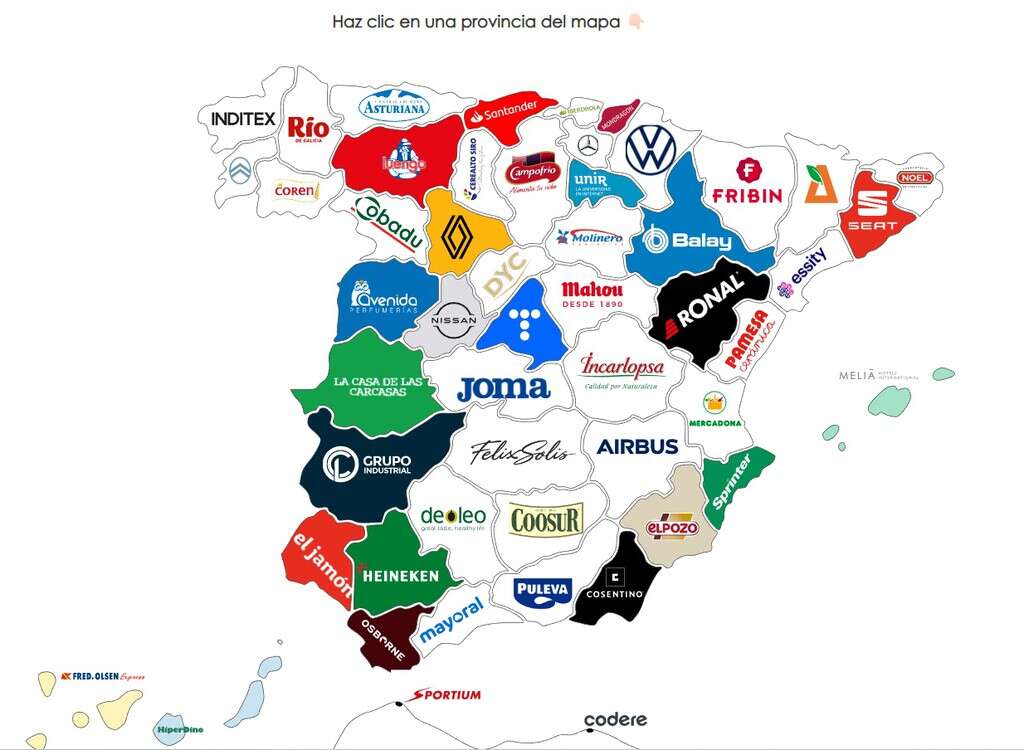 Este mapa interactivo muestra las mayores empresas de cada provincia de España 