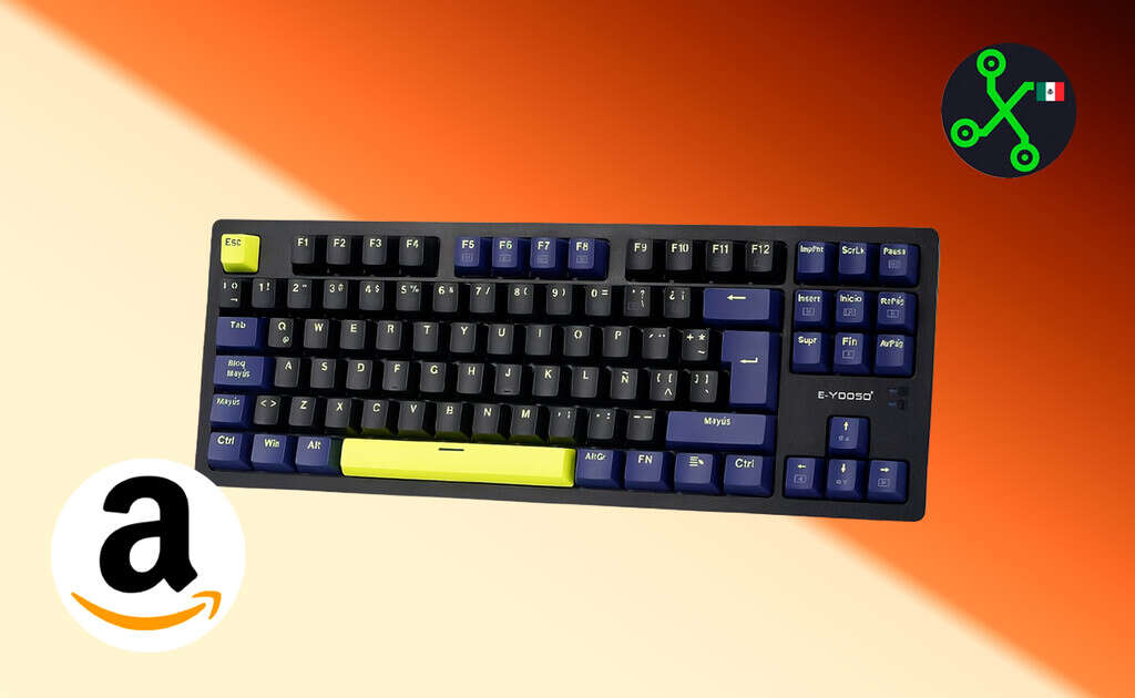 Teclado mecánico con oferta relámpago en Amazon México: retroiluminado, con 88 teclas, letra 