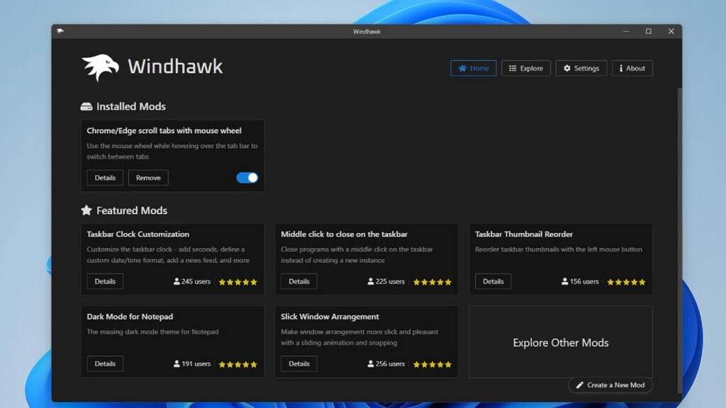 Si siempre has querido tener Windows 11 a tu gusto, esta app gratis te permite una personalización extrema del sistema: Windhawk 