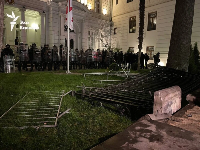 Сутички, водомети, барикади. У Тбілісі протестувальники штурмують президенстський палац. Відео