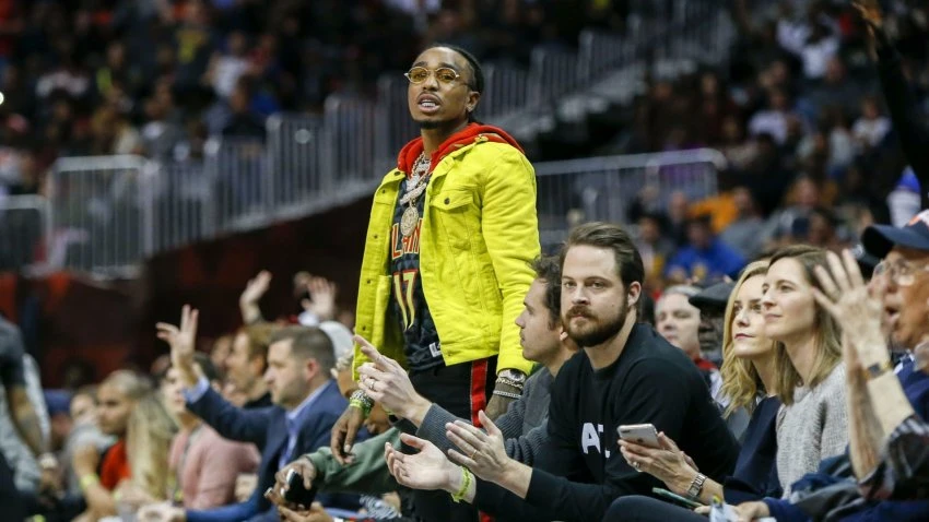 Quavo Reps Kevin Huerter's Jersey, Celebrates in Atlanta Hawks' Locker Room