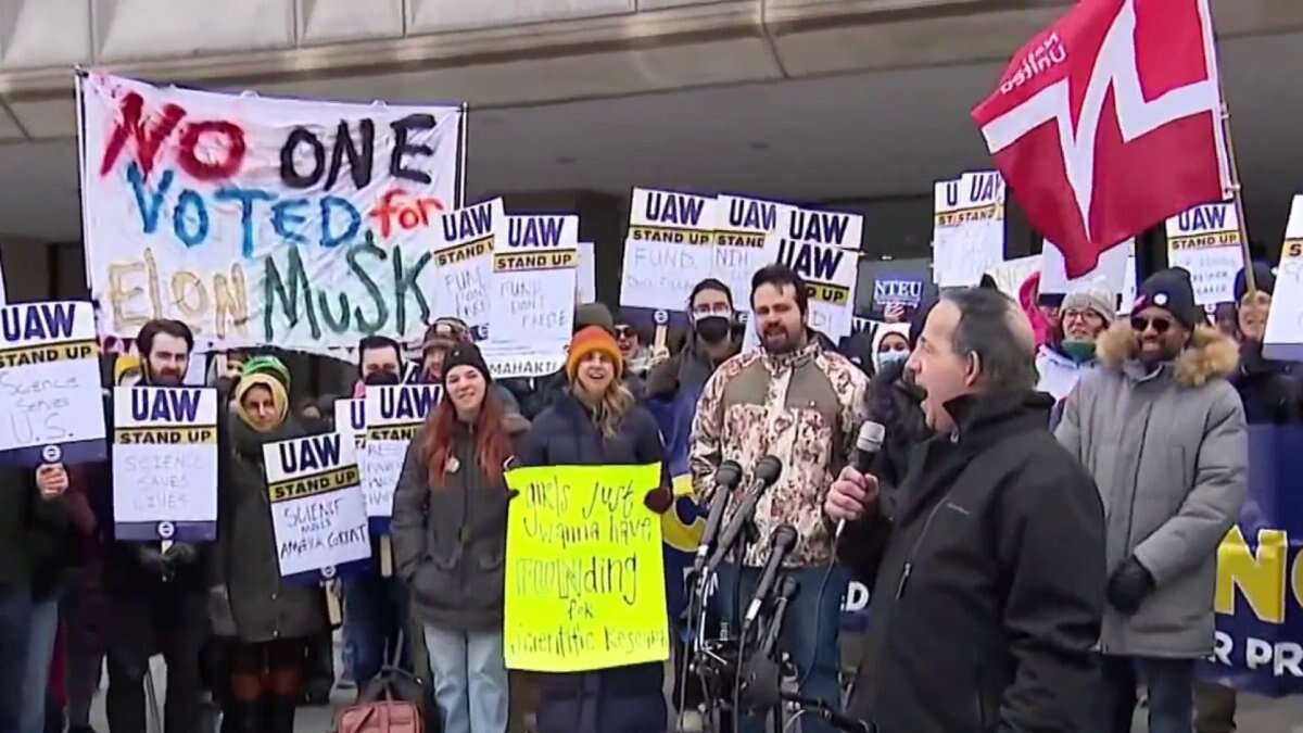 Federal workers rally against mass layoffs outside HHS building and SpaceX HQ