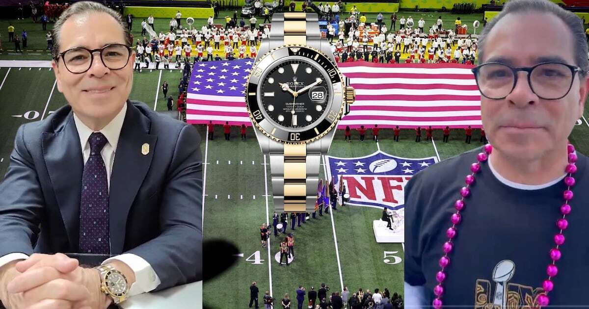 Secretario de Mexicali fue al Super Bowl 2025, pero su reloj de casi 400 mil pesos se roba el show 