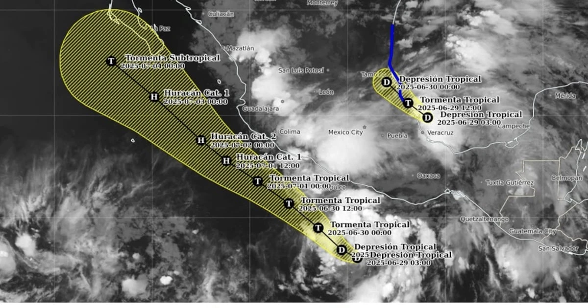 Doble amenaza: Tormentas tropicales ‘Flossie’ y ‘Barry’ se forman en costas de México