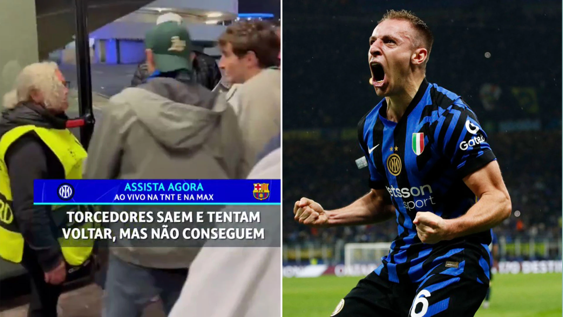 Inter fans fight to get back into San Siro after leaving before epic revival