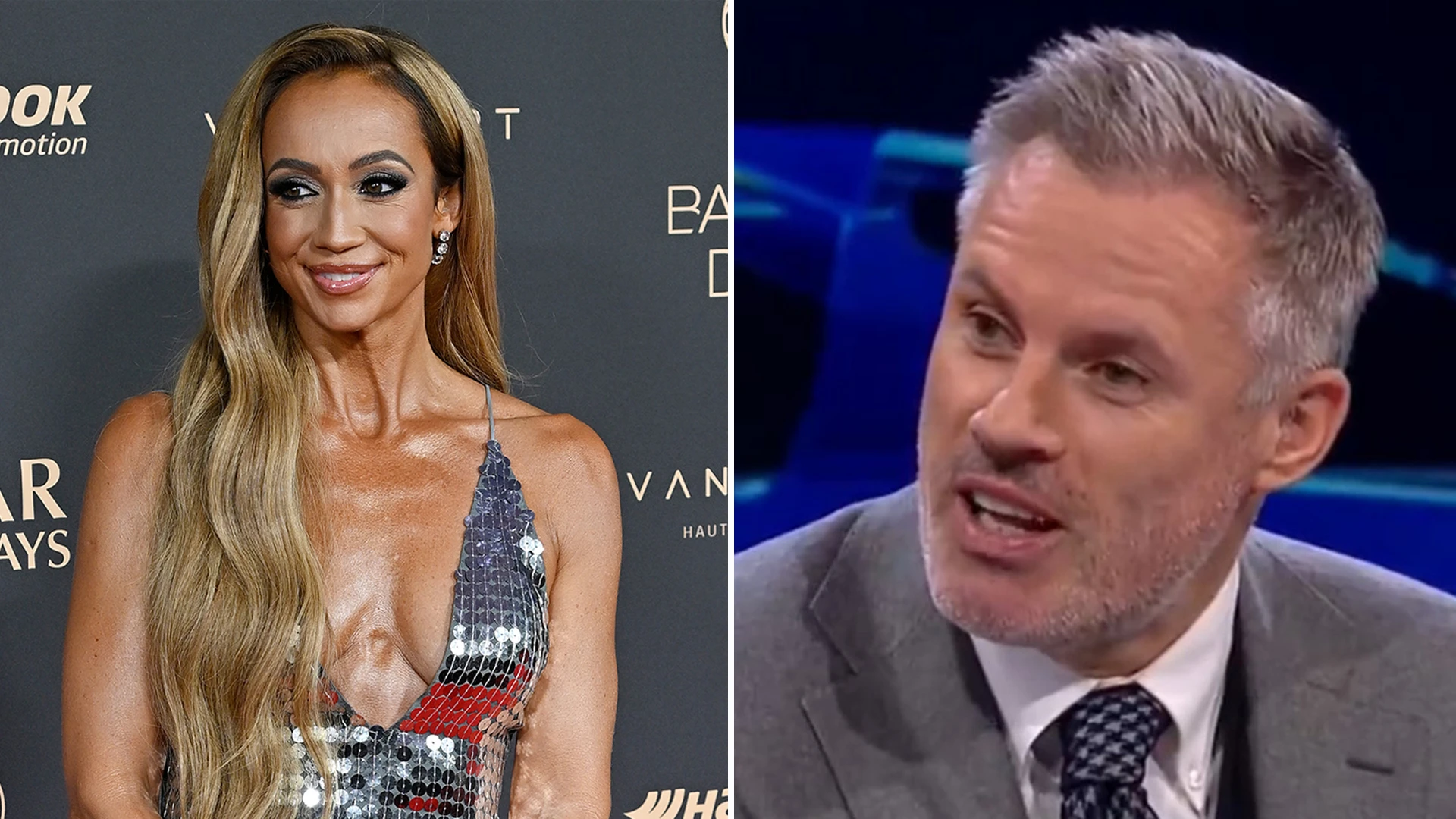 Kate Scott's plunging Ballon d'Or dress sends Carragher and Richards wild