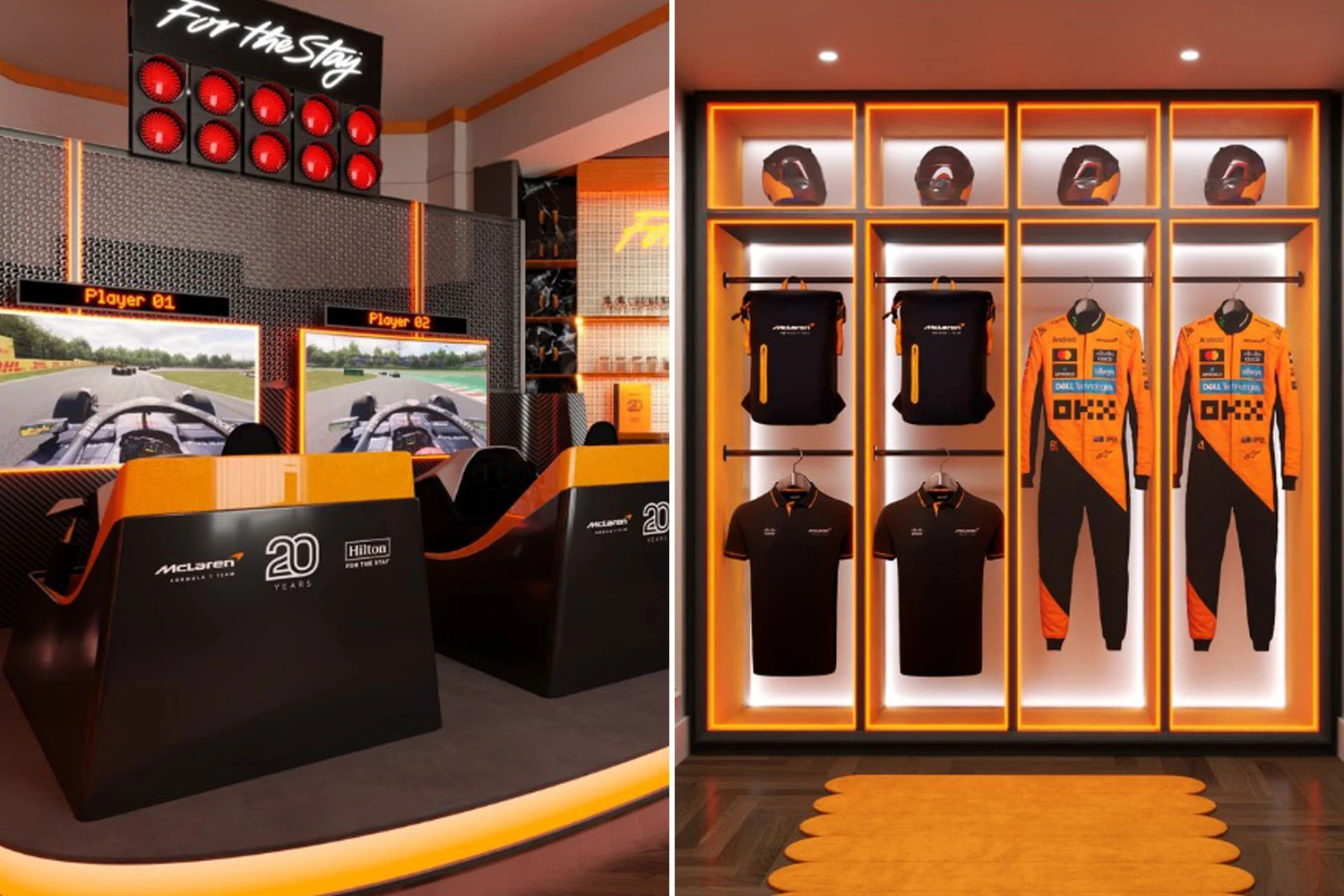 Hilton unveil £1,800-a-night McLaren hotel suite with F1 simulator and bar