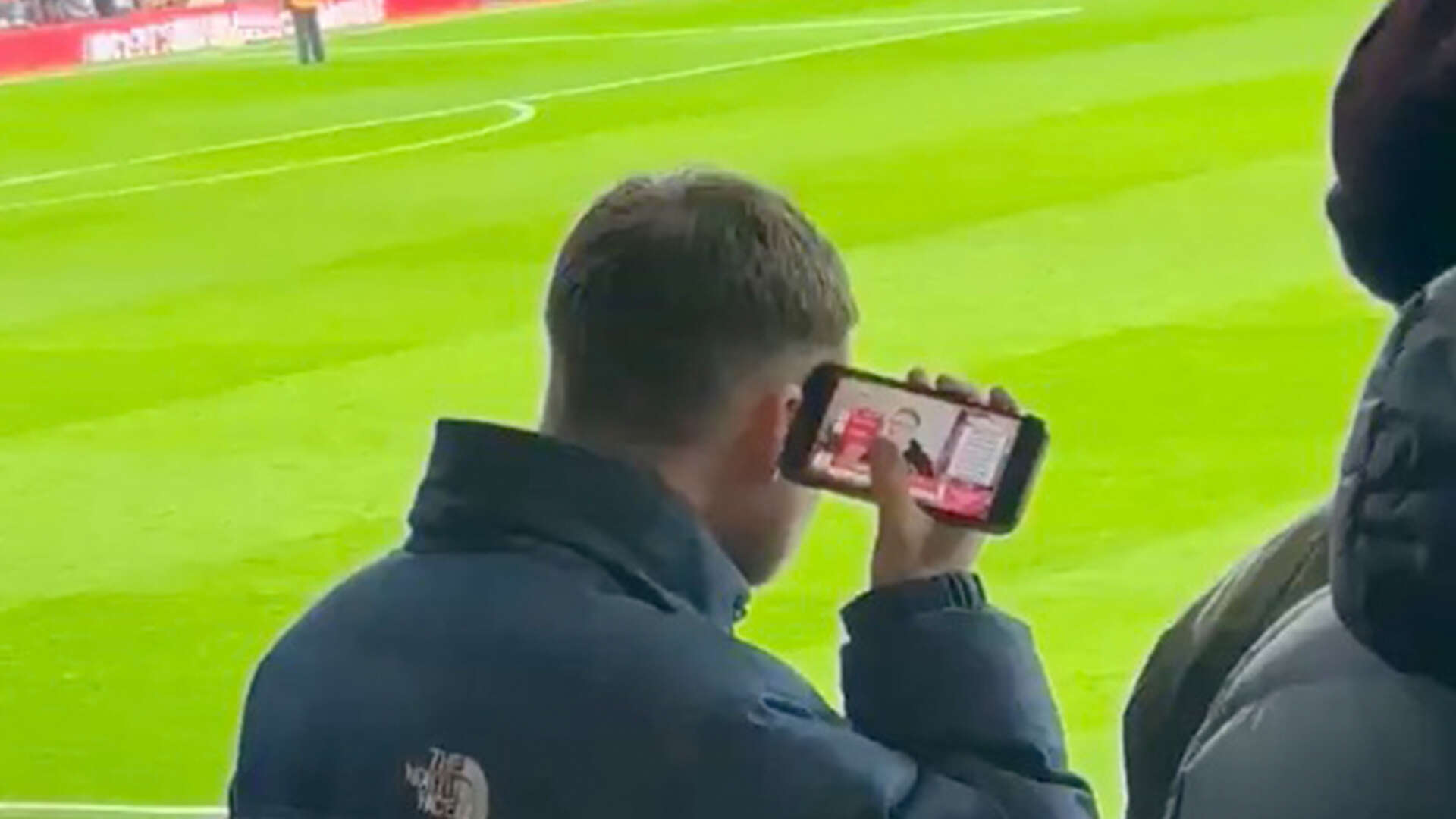 'Ban WiFi' - United fan seen watching Mark Goldbridge inside Old Trafford