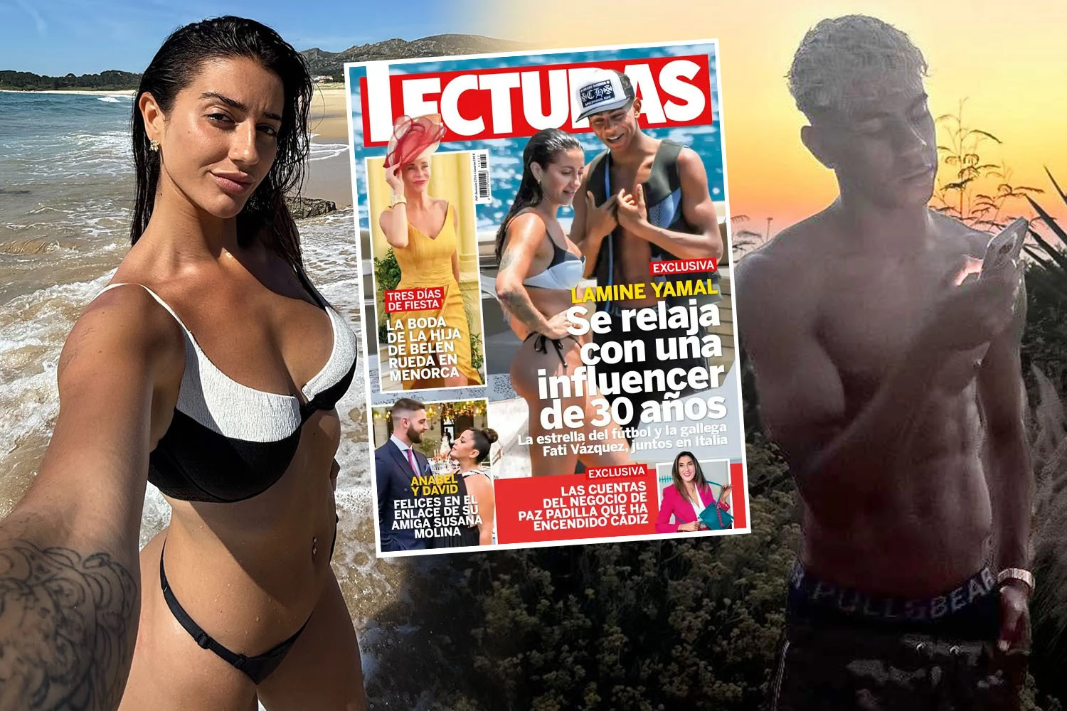 Lamine Yamal, 17, pictured on holiday with stunning influencer TWELVE YEARS older