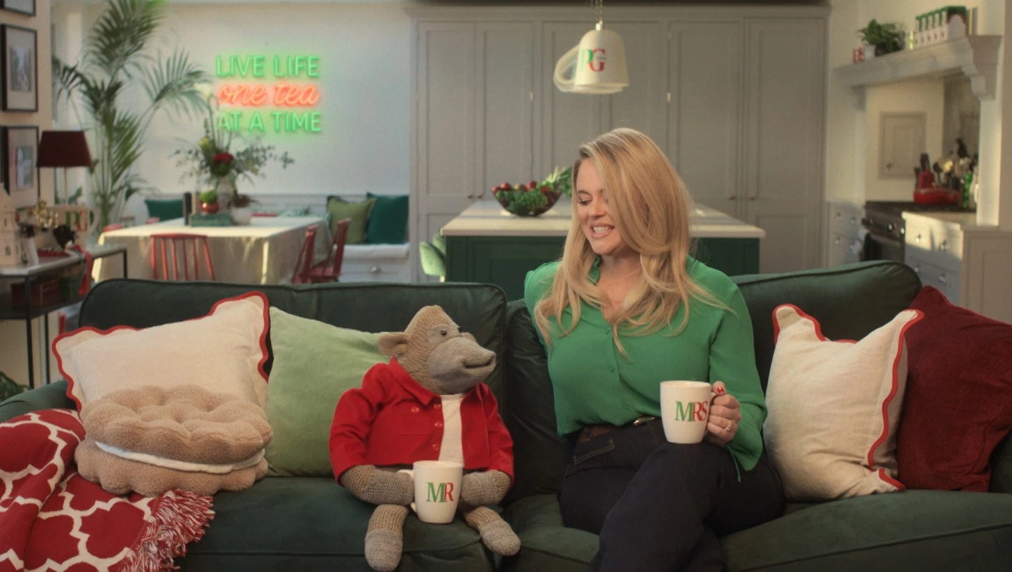 Emily Atack couples up with tea loving Monkey for tongue-in-cheek ad