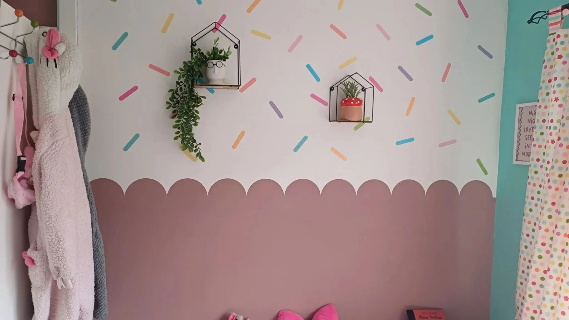 I gave my kid a 'cupcake' bedroom makeover... all we used was paint & Temu buys