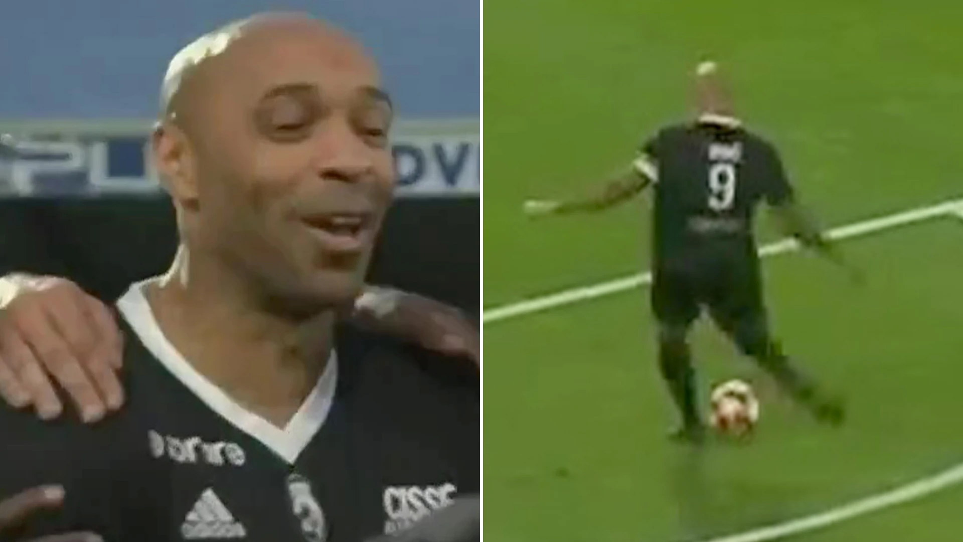 Watch Thierry Henry, 47, score stunning free-kick as Arsenal fans send message