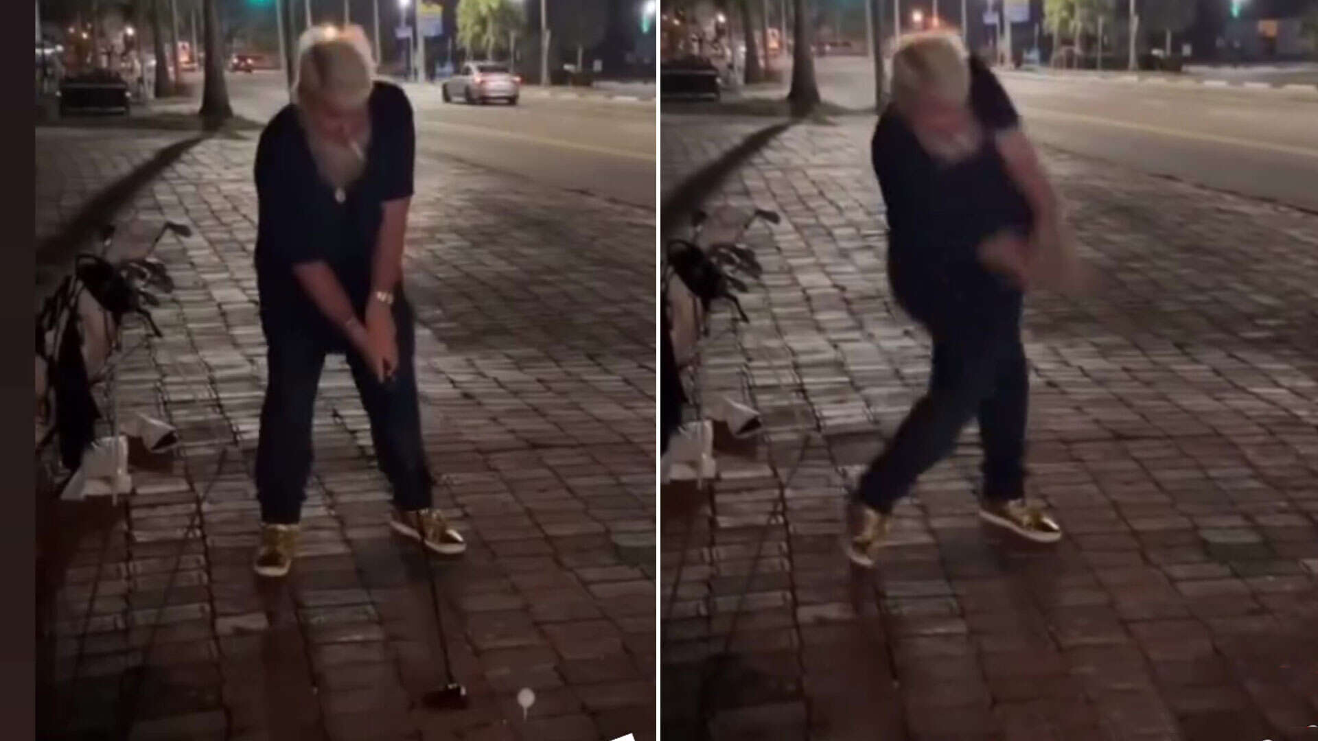 John Daly, 58, crunches drive over street with cigarette in mouth at NYE party