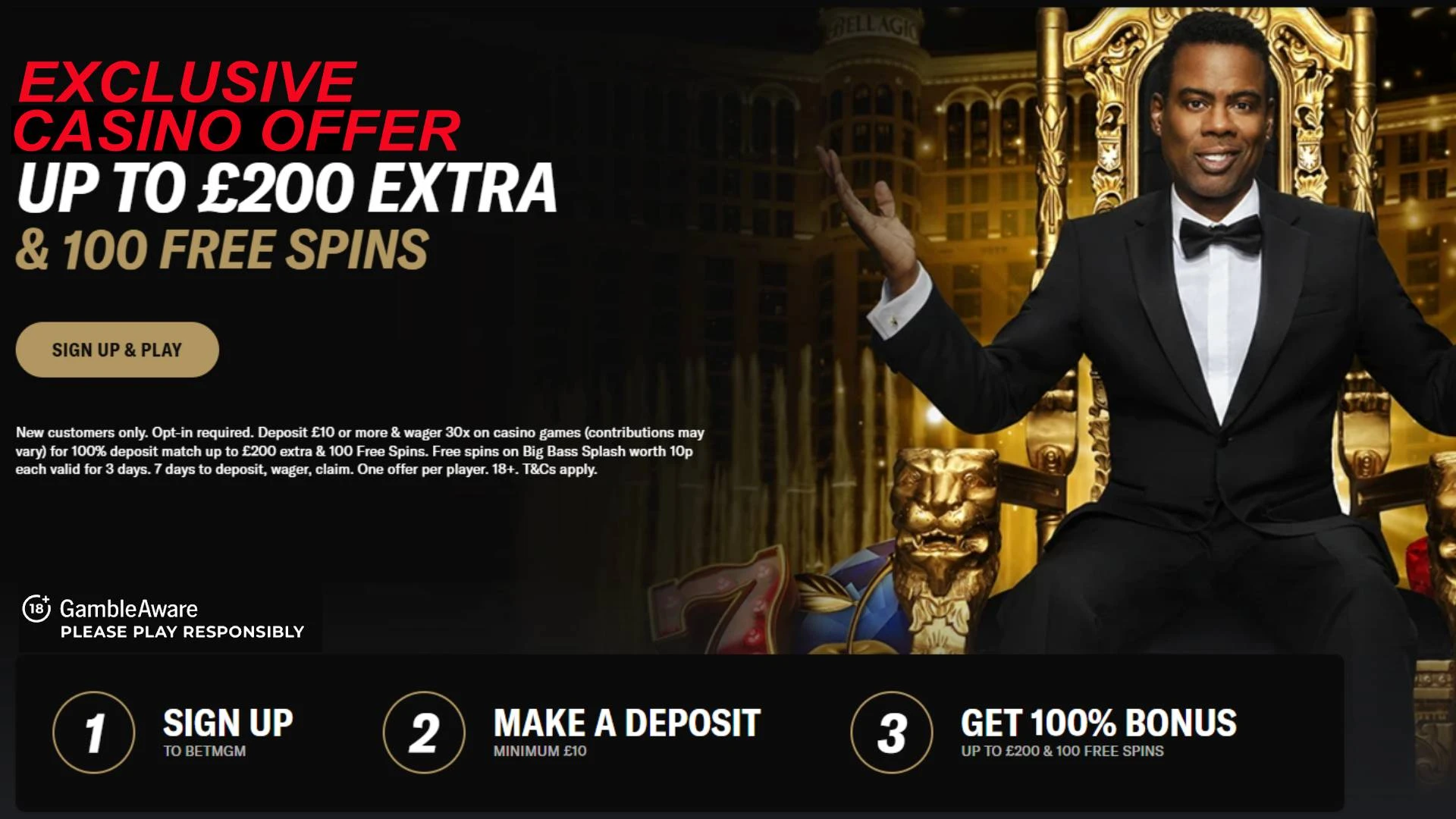 BetMGM Casino welcome offer: Up to £200 extra+100 free spins on Big Bass Splash