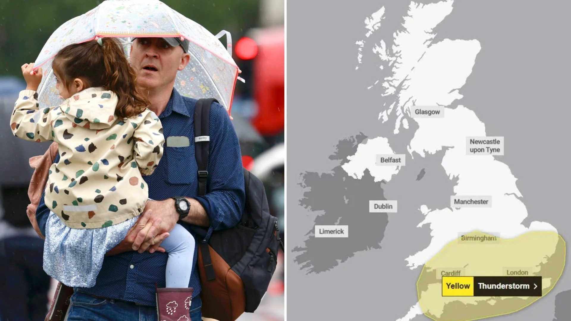 Thunderstorms, 'frequent lightning & intense rain' to batter Britain TODAY