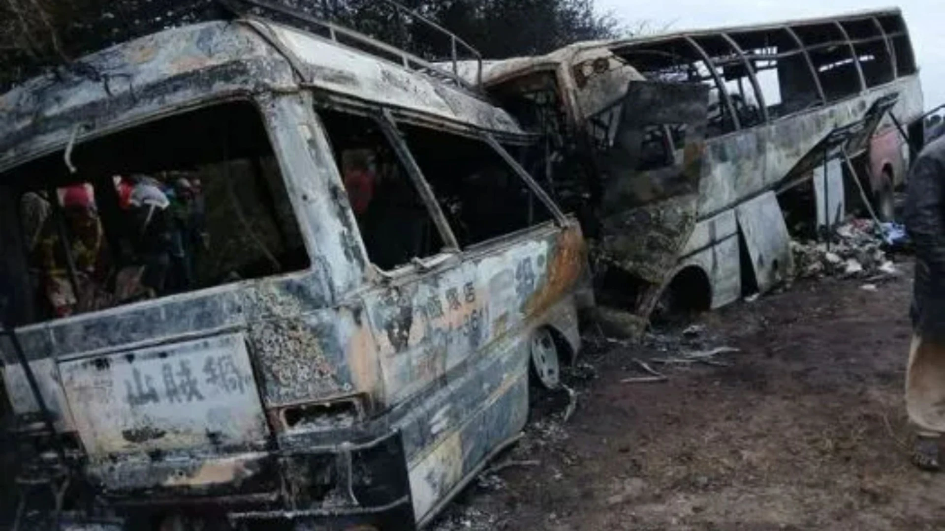 40 killed as 2 buses crash & burst into flames - leaving passengers trapped