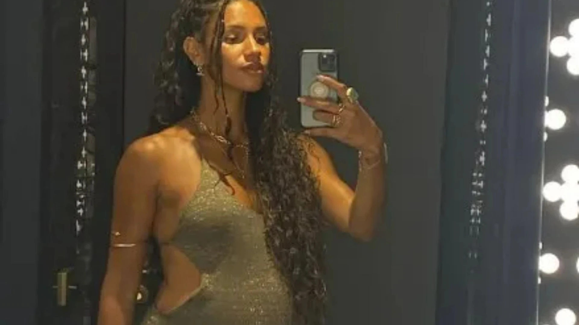 Pregnant Vick Hope shows off bump in mini dress at husband Calvin Harris' gig