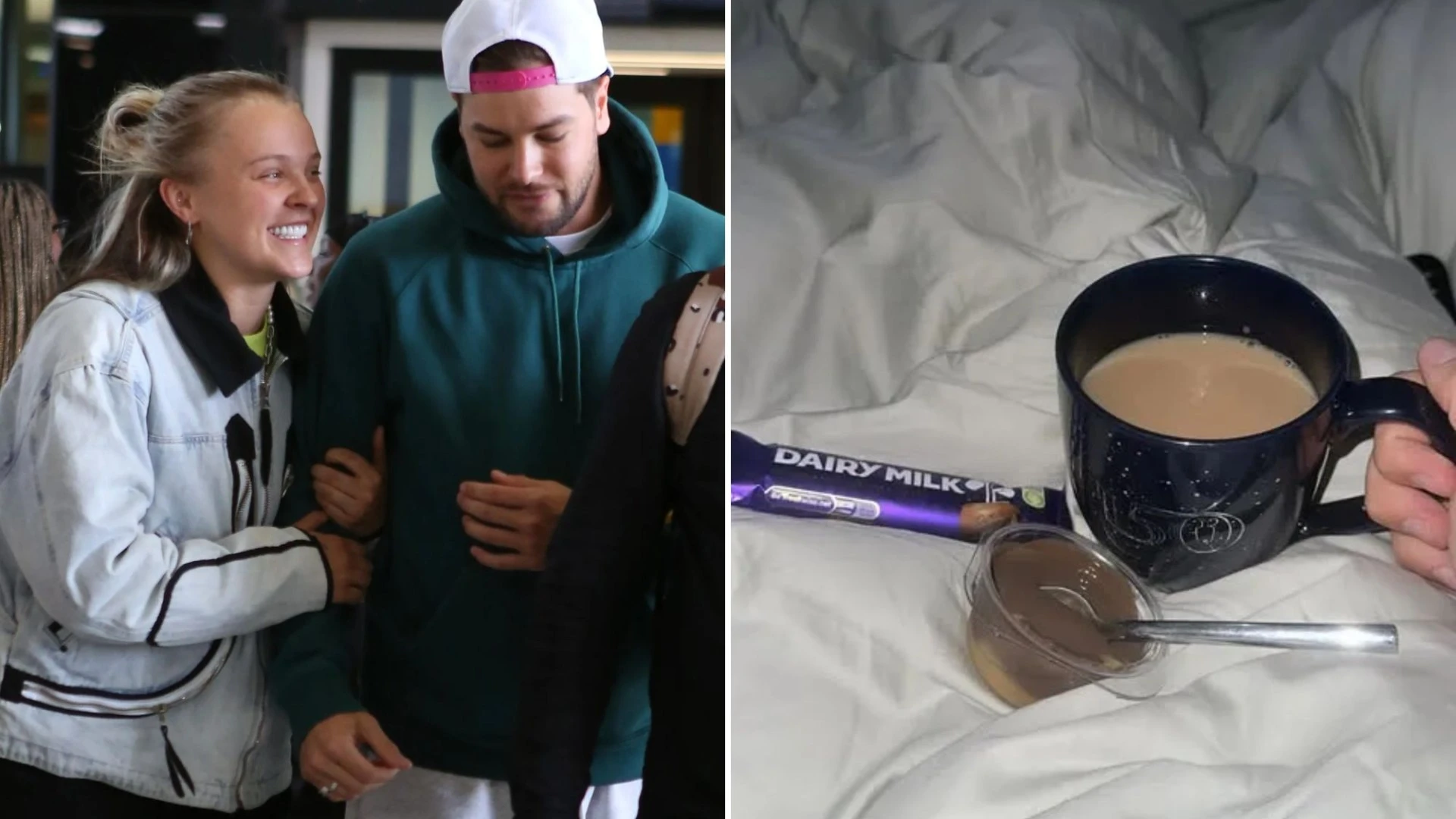 Chris & JoJo spend 'perfect' evening in bed after sweet airport reunion